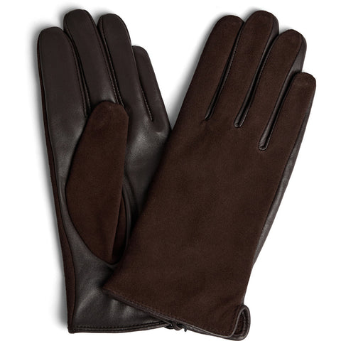 DEPECHE Stylish gloves in combined leather and suede Gloves 008 Chocolate