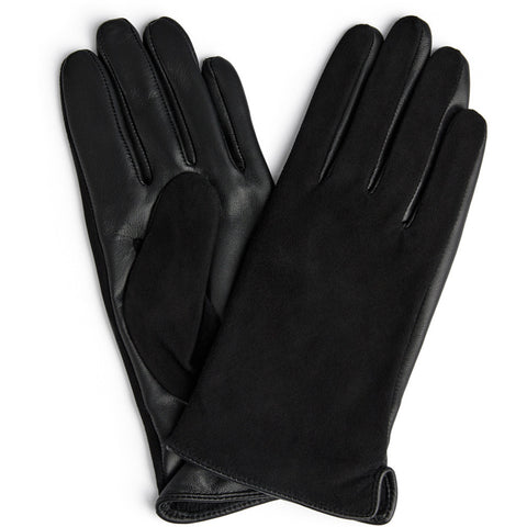 DEPECHE Stylish gloves in combined leather and suede Gloves 226 Black / Black