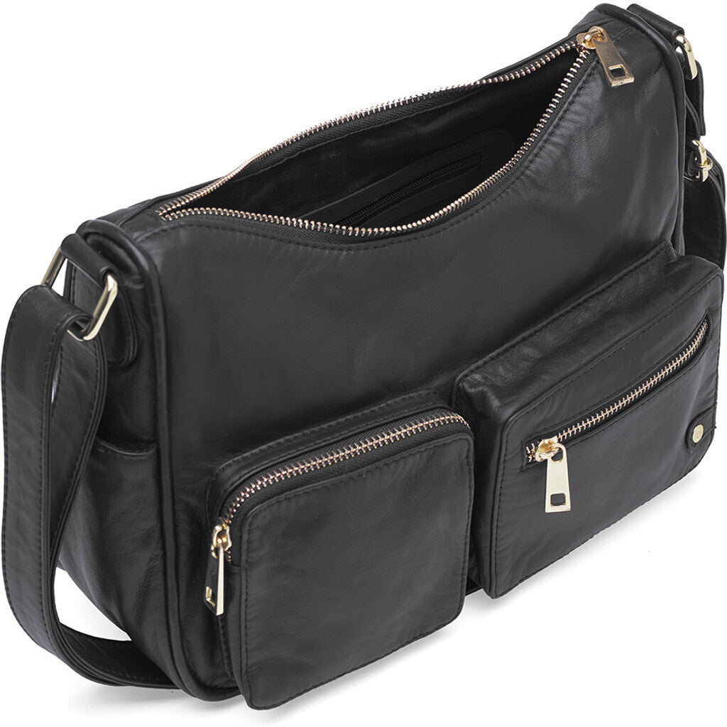 DEPECHE Stylish shoulderbag in soft leather quality Shoulderbag / Handbag 190 Black / Gold