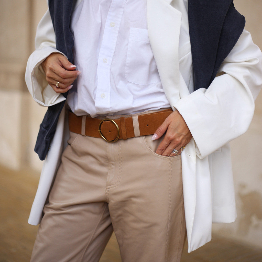 DEPECHE Suede belt Belts 014 Cognac