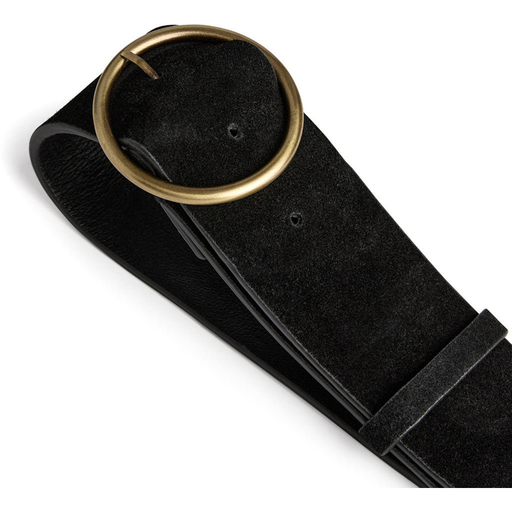 DEPECHE Suede belt Belts 154 Black/Brass