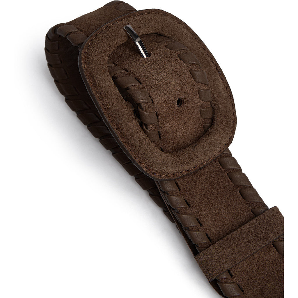 DEPECHE Suede belt with oval buckle Belt 008 Chocolate