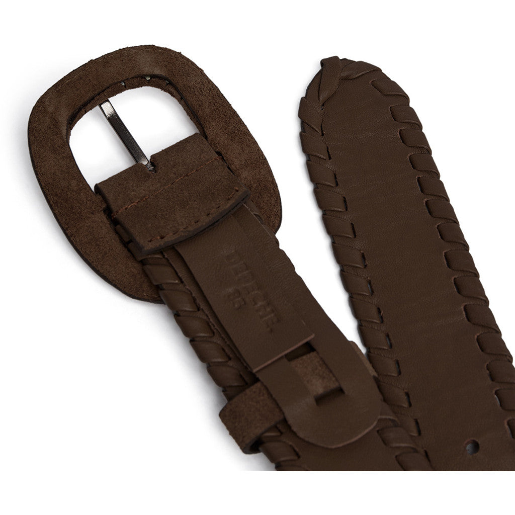 DEPECHE Suede belt with oval buckle Belt 008 Chocolate