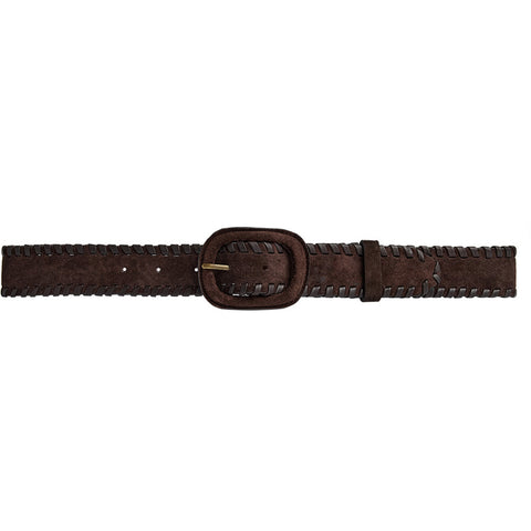 DEPECHE Suede belt with oval buckle Belt 008 Chocolate