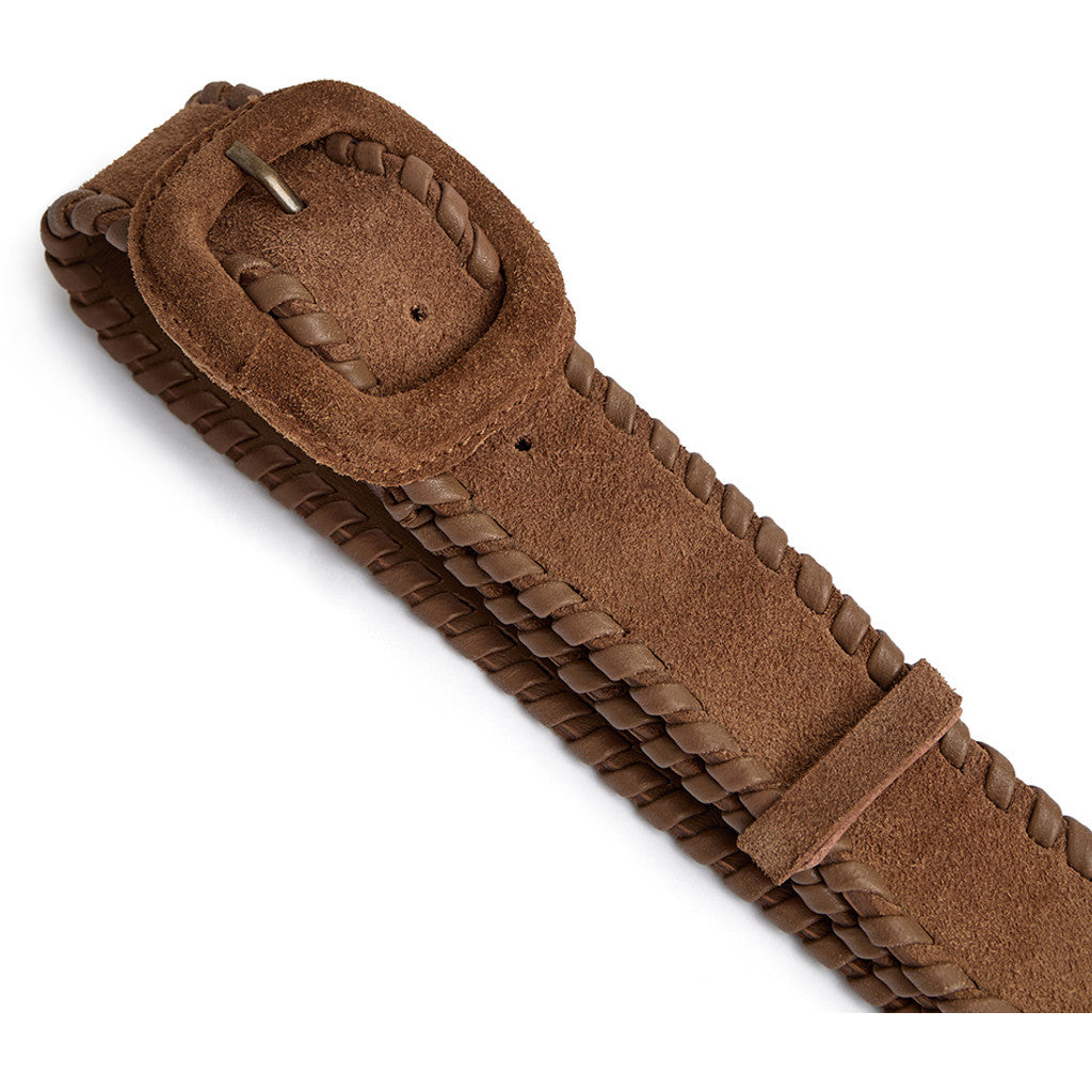 DEPECHE Suede belt with oval buckle Belt 327 Dark Camel