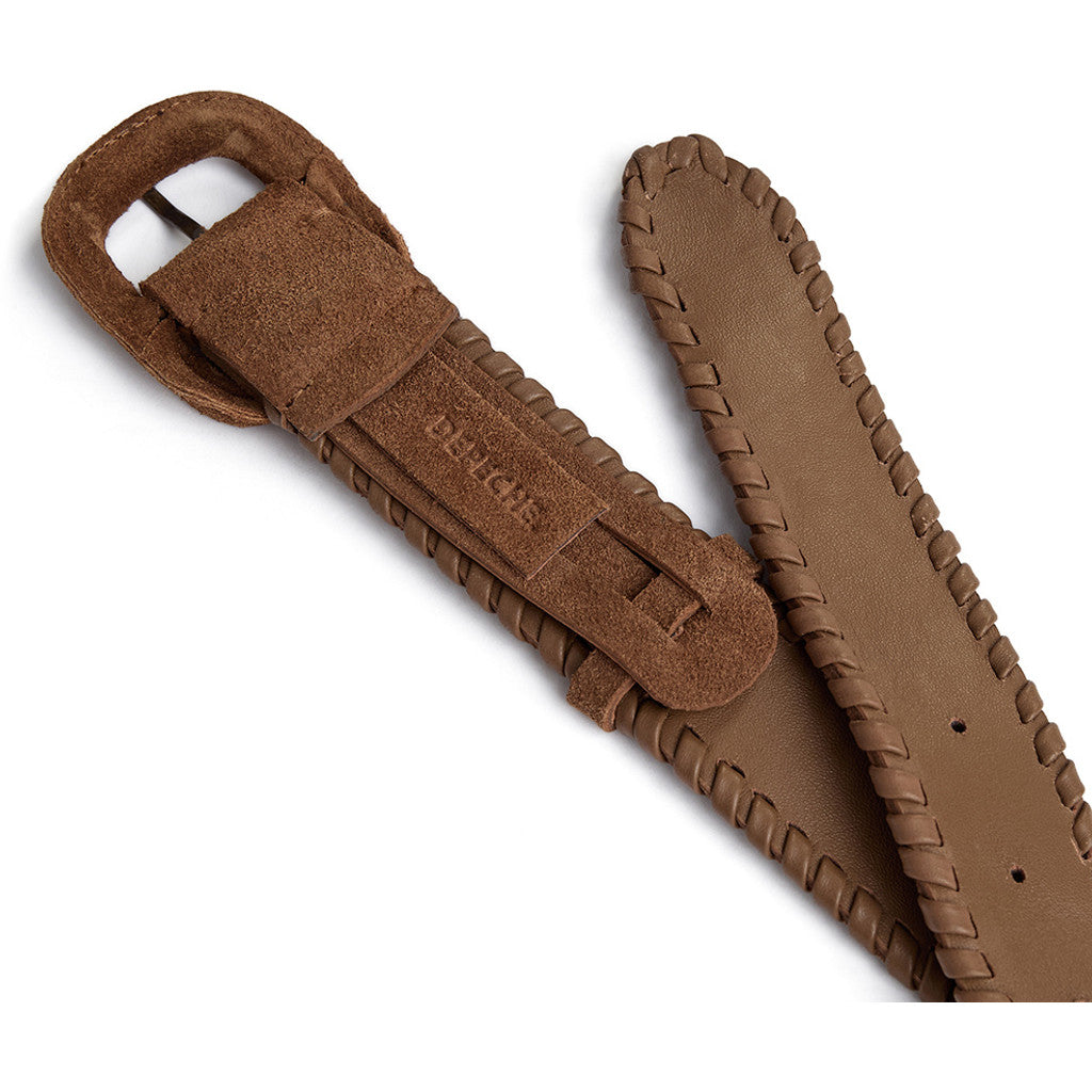 DEPECHE Suede belt with oval buckle Belt 327 Dark Camel