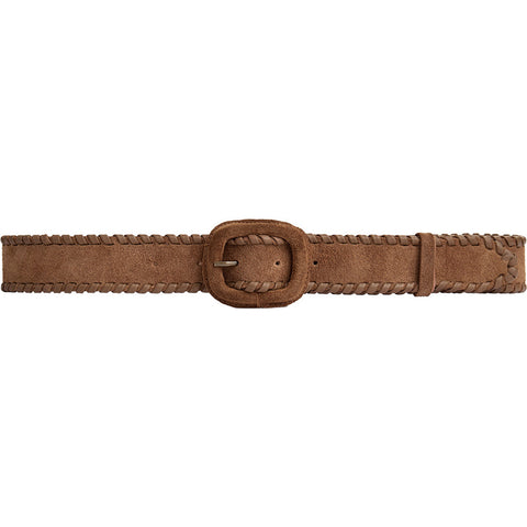 DEPECHE Suede belt with oval buckle Belt 327 Dark Camel