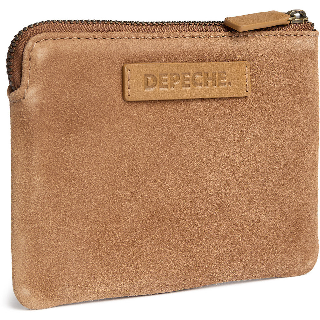 DEPECHE Suede card holder with gold details Purse / Credit card holder 196 Dark tan