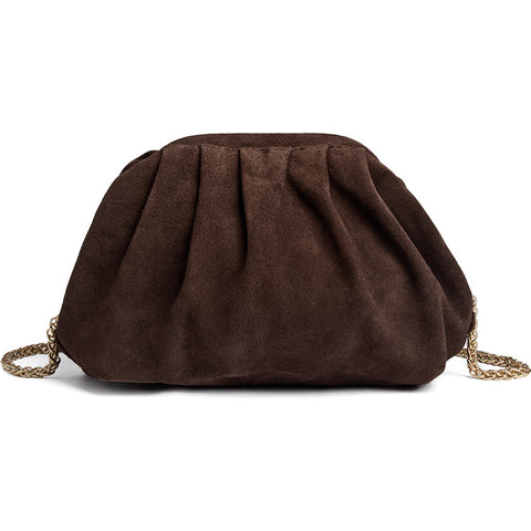 DEPECHE Suede clutch bag with strap Clutch 008 Chocolate