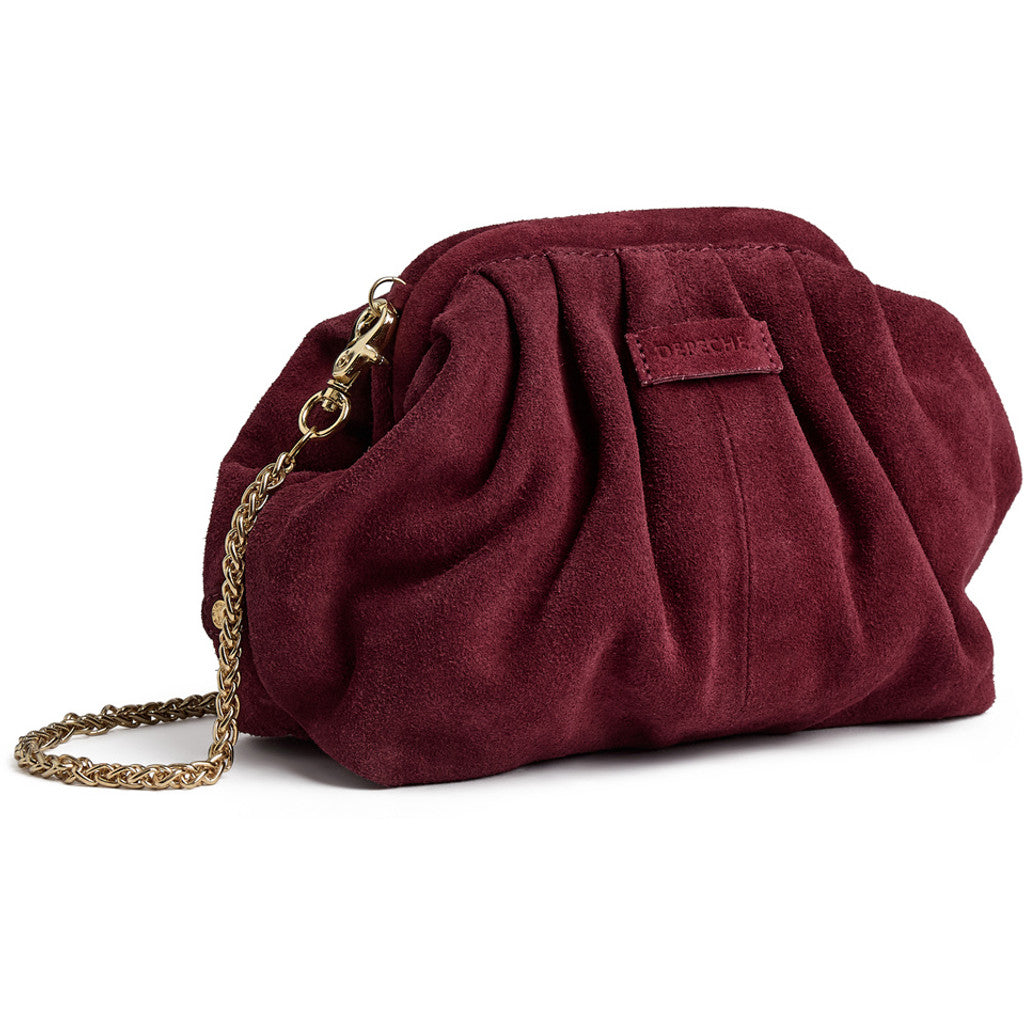 DEPECHE Suede clutch bag with strap Clutch 305 Ox Blood