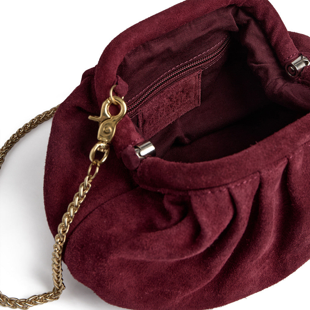 DEPECHE Suede clutch bag with strap Clutch 305 Ox Blood