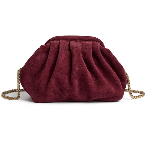 DEPECHE Suede clutch bag with strap Clutch 305 Ox Blood