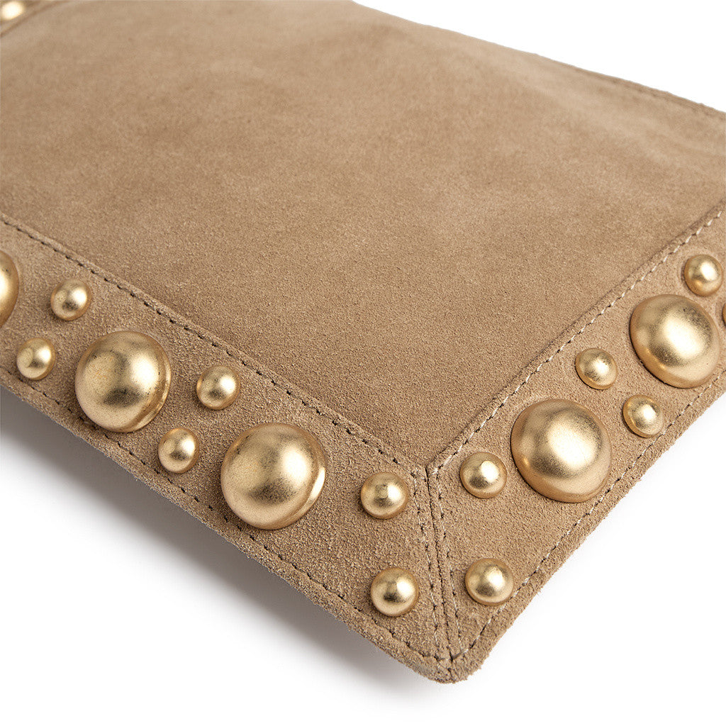 DEPECHE Suede clutch/crossover with stud details Small bag / Clutch 011 Sand