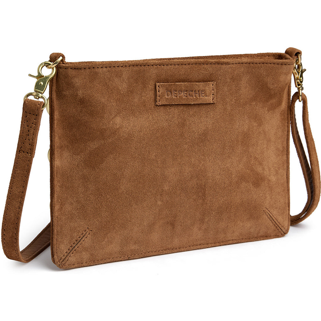 DEPECHE Suede clutch/crossover with stud details Small bag / Clutch 028 Caramel