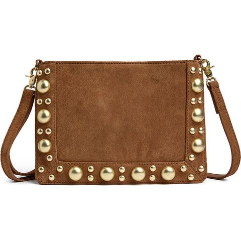 DEPECHE Suede clutch/crossover with stud details Small bag / Clutch 028 Caramel