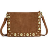 DEPECHE Suede clutch/crossover with stud details Small bag / Clutch 028 Caramel