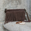 DEPECHE Suede clutch with fringes Clutch 217 Deer