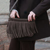 DEPECHE Suede clutch with fringes Clutch 217 Deer