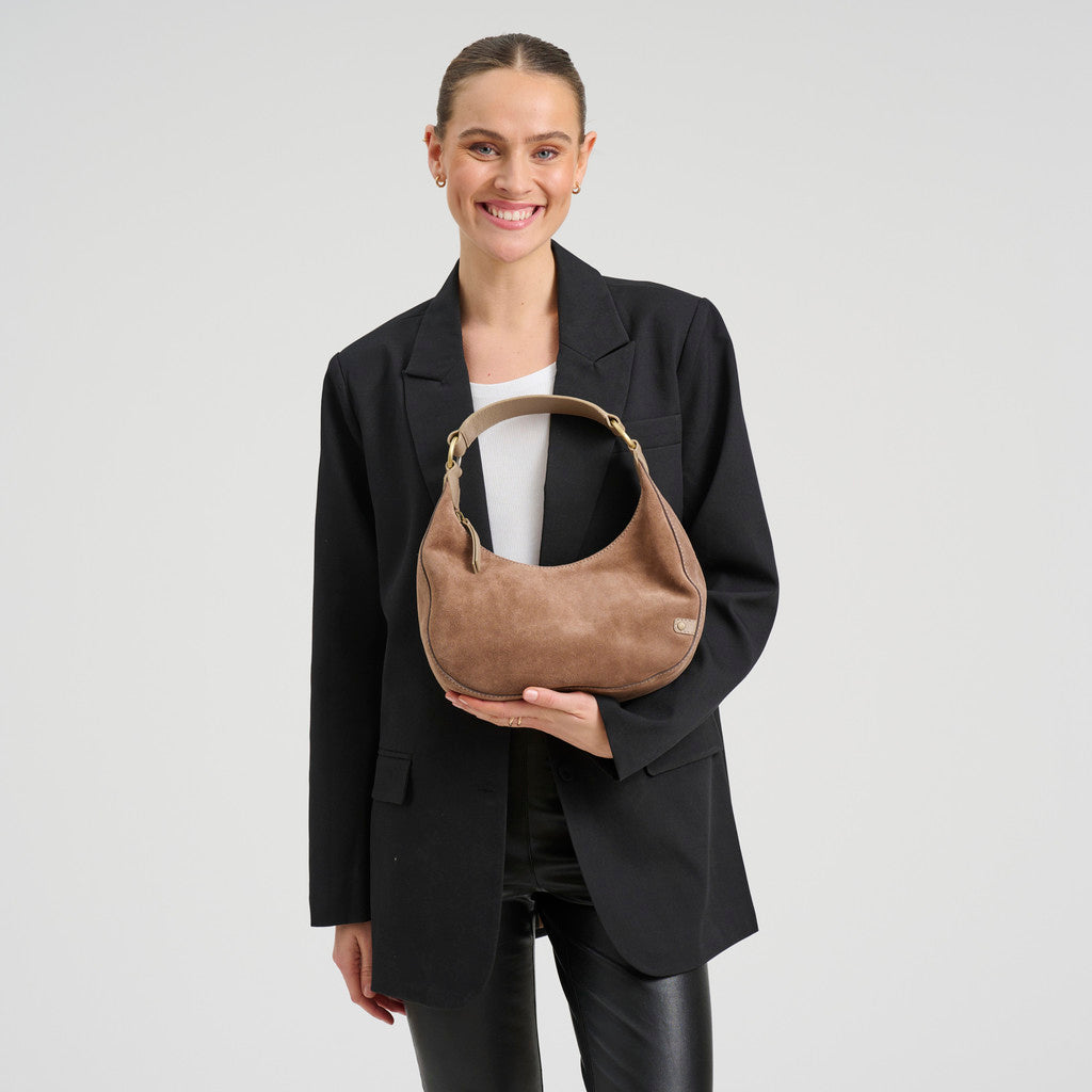 DEPECHE Suede crossbody bag Crossover 020 Taupe