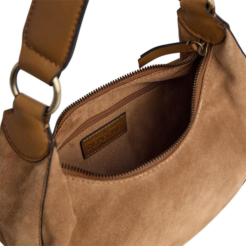 DEPECHE Suede crossbody bag Crossover 196 Dark tan