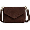 DEPECHE Suede crossover bag with flap Cross over 008 Chocolate