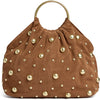 DEPECHE Suede handbag with studs and metal rings Shoulderbag / Handbag 028 Caramel
