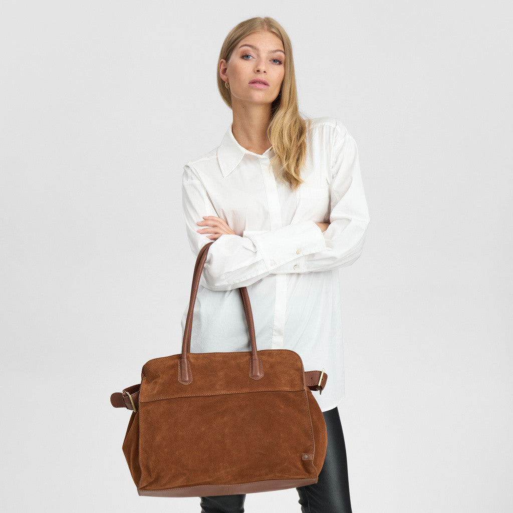 DEPECHE Suede shopper Shopper 014 Cognac