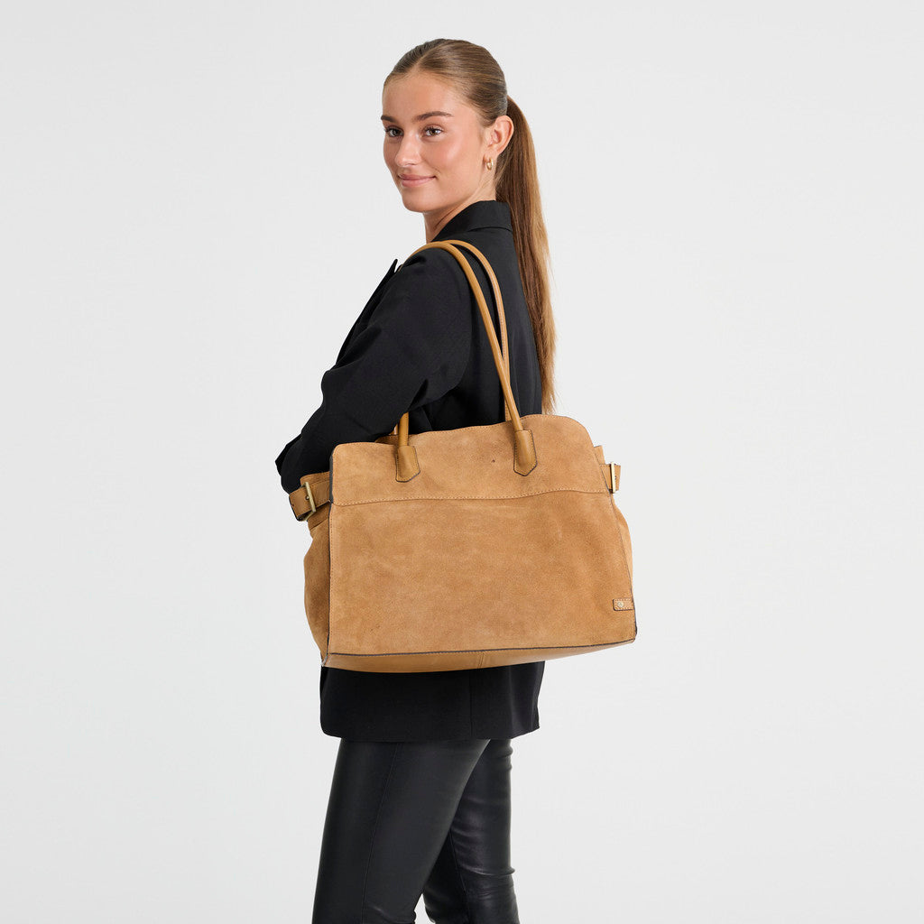 DEPECHE Suede shopper Shopper 196 Dark tan