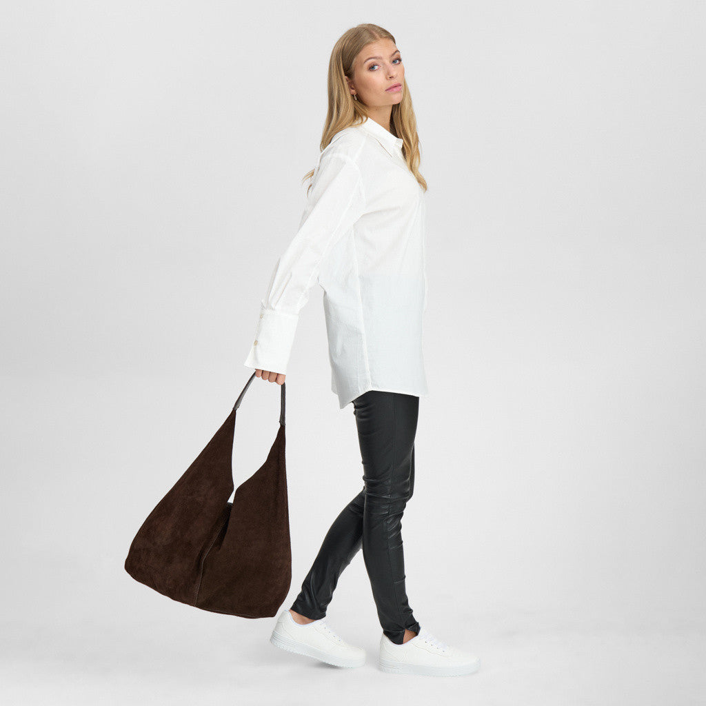 DEPECHE Suede shopper Shoulderbag / Handbag 008 Chocolate