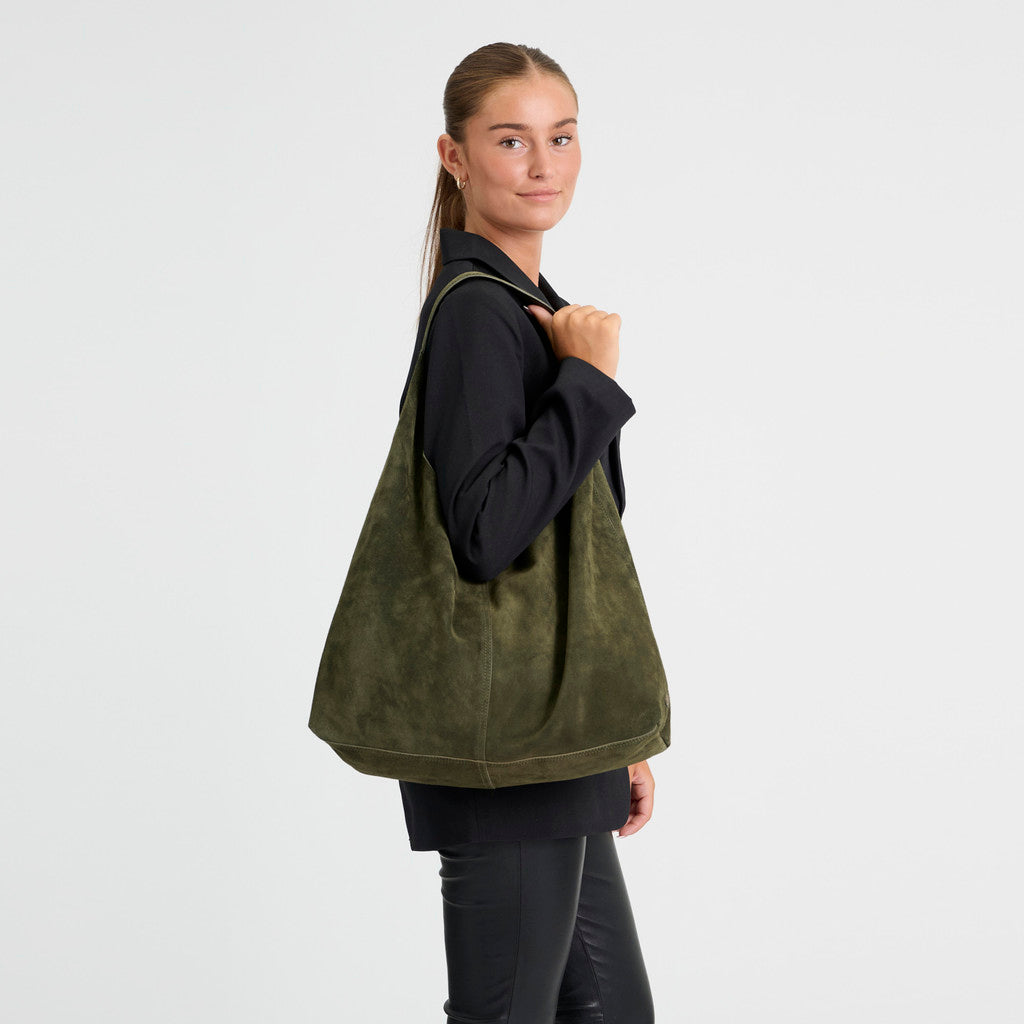 DEPECHE Suede shopper Shoulderbag / Handbag 049 Army Green