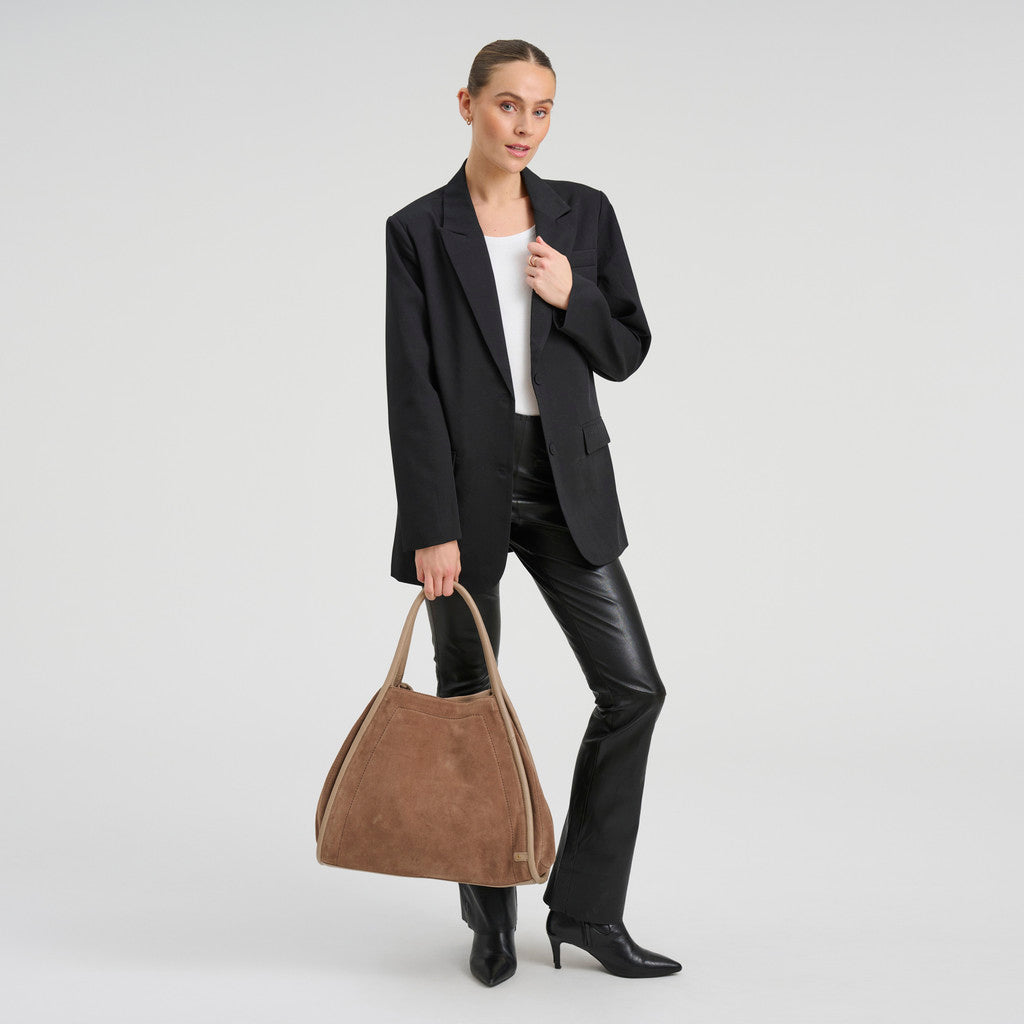 DEPECHE Suede shopper bag Shopper 224 Taupe