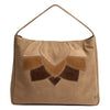 DEPECHE Suede shopper bag with brown patch details Shopper 011 Sand