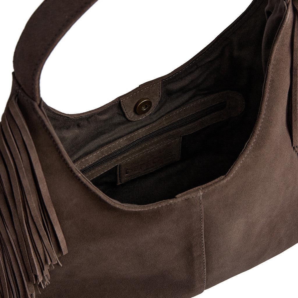 DEPECHE Suede shoulderbag with fringes Shoulderbag / Handbag 217 Deer