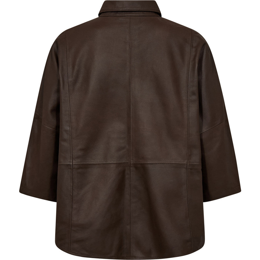 Depeche leather wear Tenna leather shirt Shirts 015 Brown