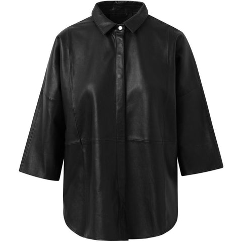 Depeche leather wear Tenna leather shirt Shirts 099 Black (Nero)