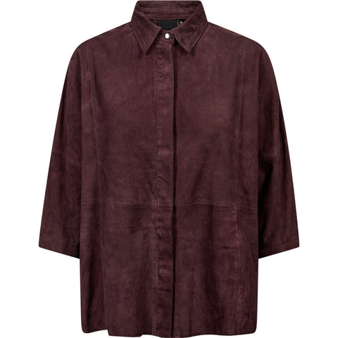 Depeche leather wear Tenna suede shirt Shirt 334 Deep Plum