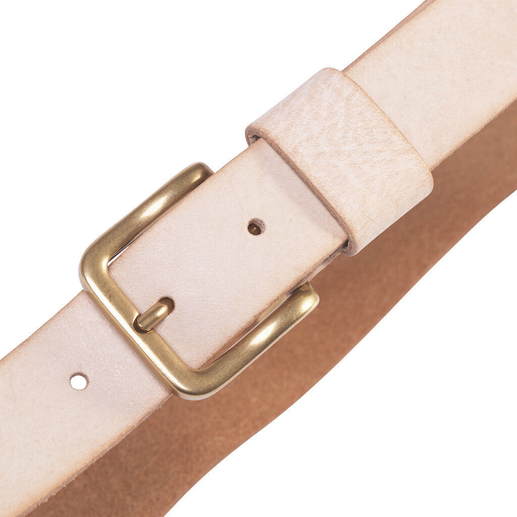 DEPECHE Timeless belt in leather quality Belts 188 Sand/Brass
