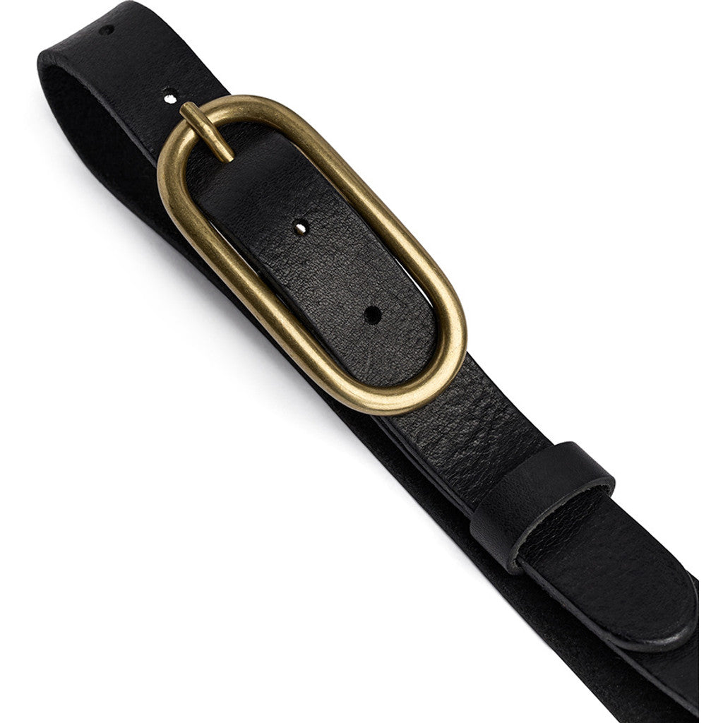 DEPECHE Timeless narrow belt in delicious leather quality Belts 154 Black/Brass
