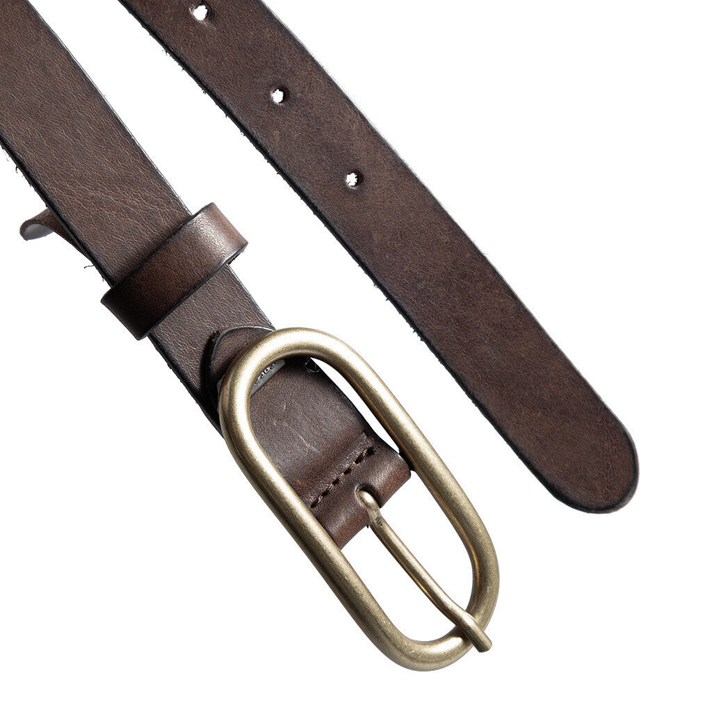 DEPECHE Timeless narrow belt in delicious leather quality Belts 161 Dark brown