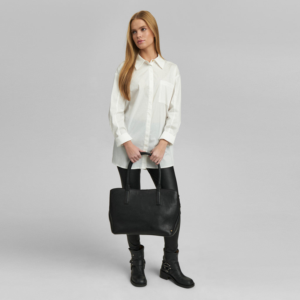 DEPECHE Timeless shopper bag in soft leather quality Shopper 099 Black (Nero)