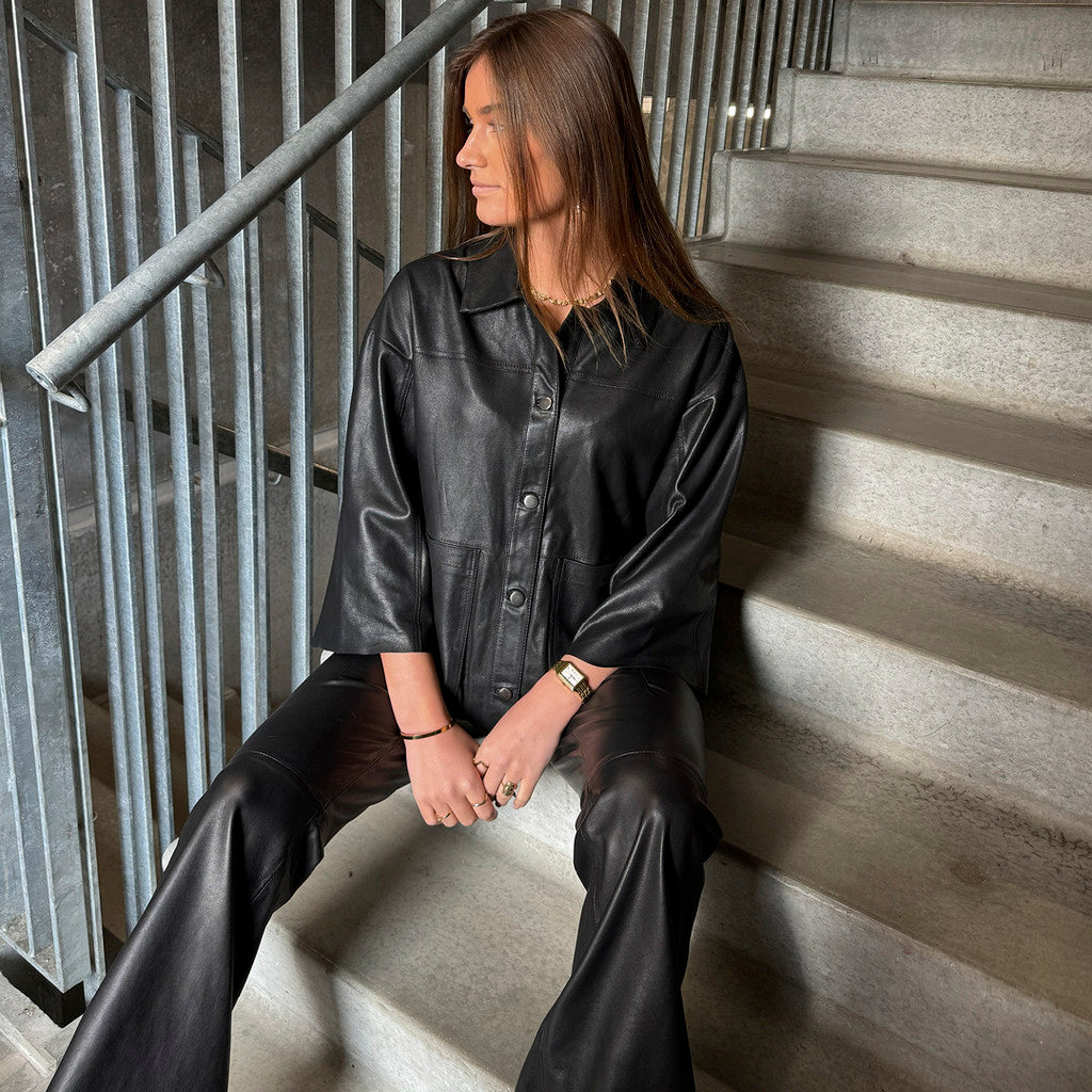 Depeche leather wear Tonja oversize shirt Shirts 099 Black