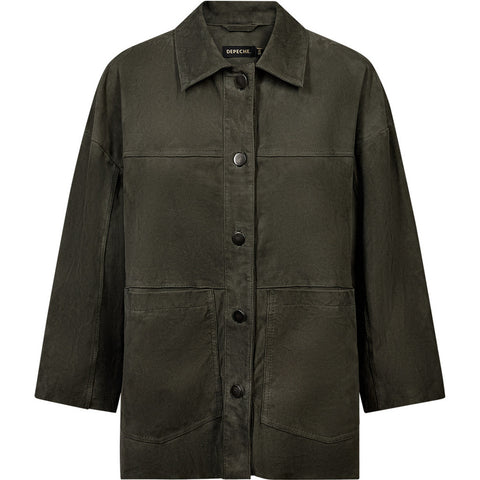 Depeche leather wear Tonja oversize suede shirt Shirt 335 Dark Khaki