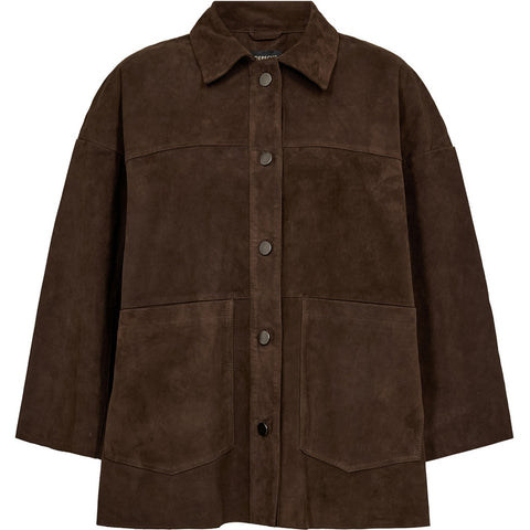 Depeche leather wear Tonja oversize suede shirt Shirt 067 Dusty brown