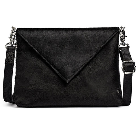 DEPECHE Hair-on leather clutch Clutch 095 Jet Black
