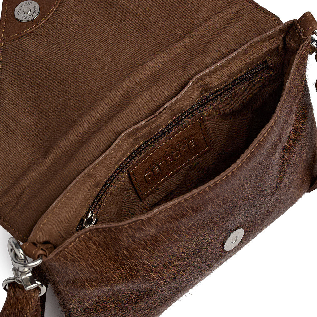 DEPECHE Hair-on leather clutch Clutch 184 Walnut