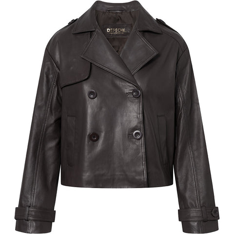 Depeche leather wear Trendy short May trenchcoat in soft leather Jackets 008 Chocolate