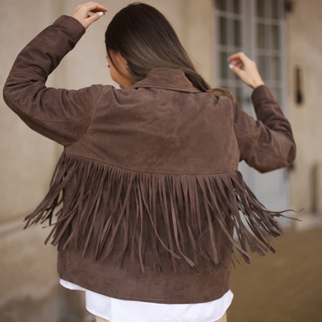 Depeche leather wear Vandana suede jacket with fringes Jackets 217 Deer