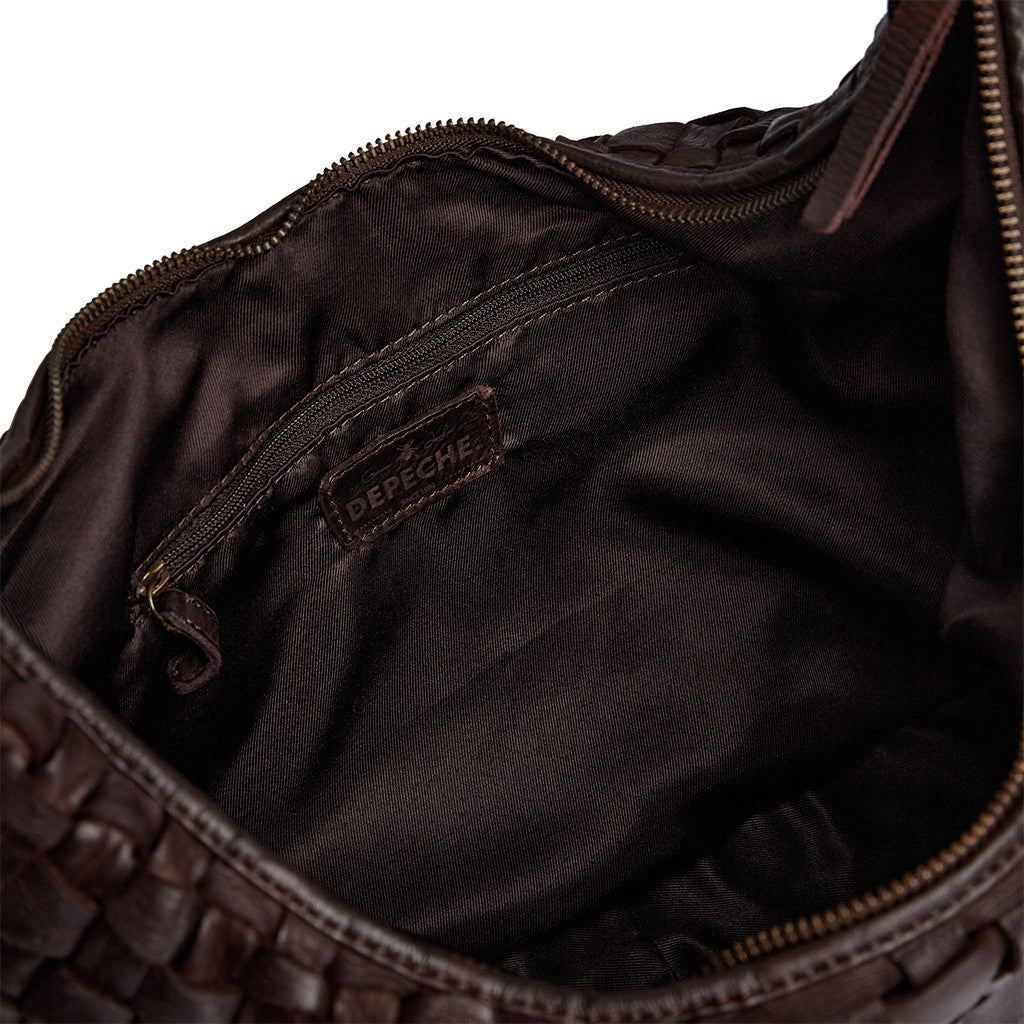 DEPECHE Warsaw handwoven leather shoulder bag Shoulderbag / Handbag 161 Dark brown