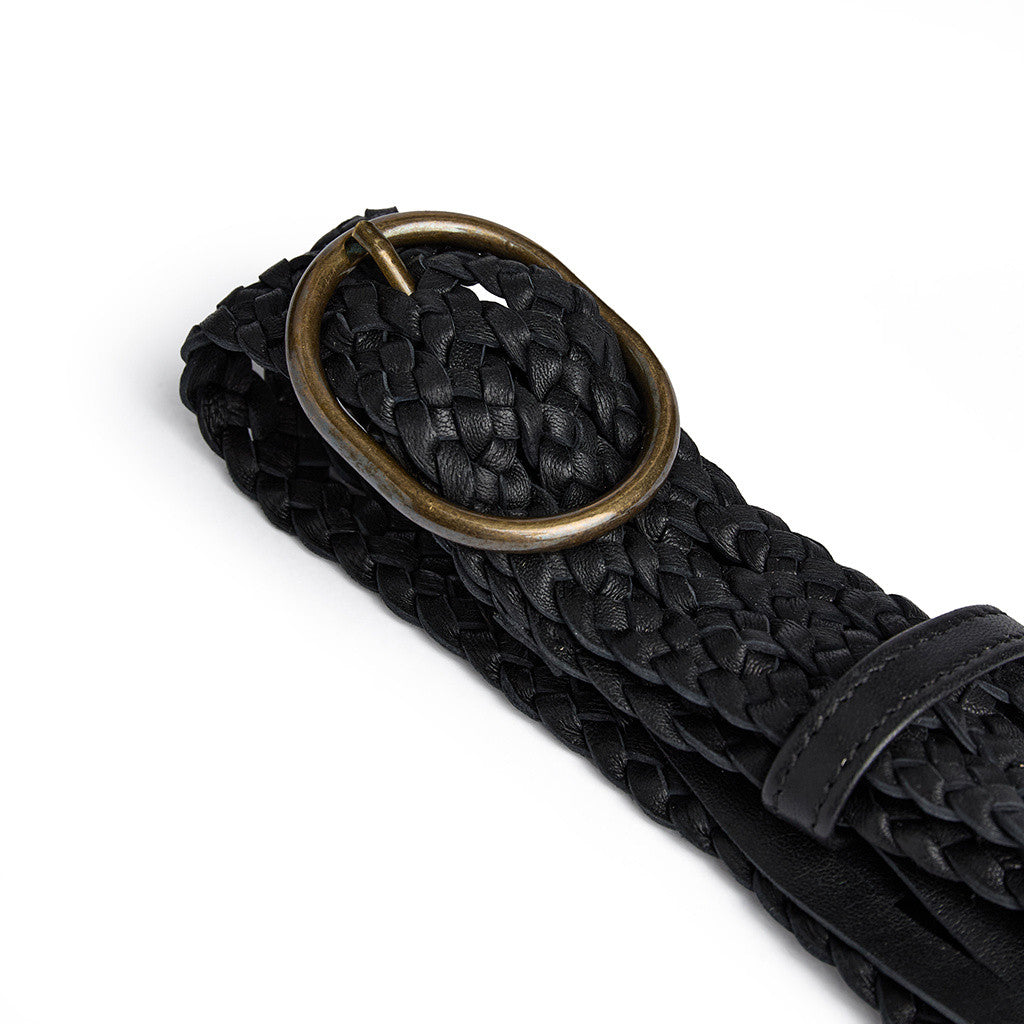 DEPECHE Weave Belt Belt 154 Black/Brass