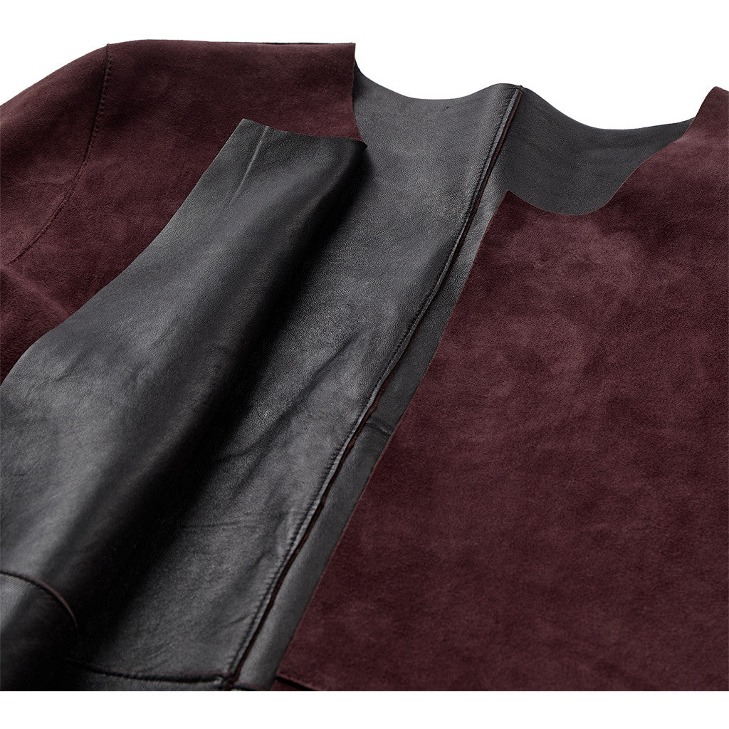 Depeche leather wear Zita Short 2in1 Jacket Jacket 339 Deep Plum / Black kombi